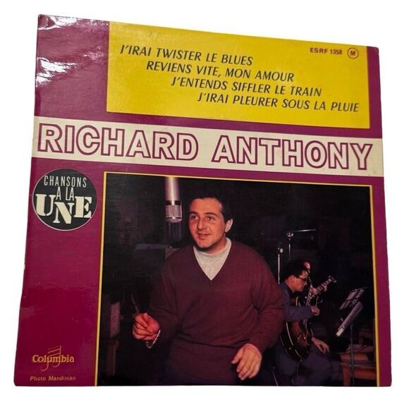 Richard Anthony Vinyl 45 RPM EP J'irai Twister Le Blues - Columbia 1358 M Rèduit - Picture 1 of 9